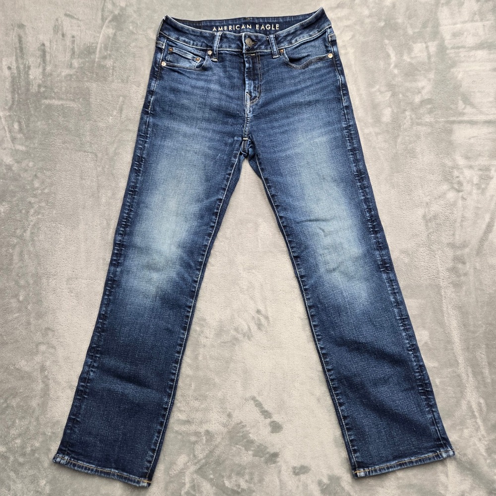 American Eagle Airflex+ Slim Straight Dark Wash Jeans Mens Size 30x30 Blue Denim